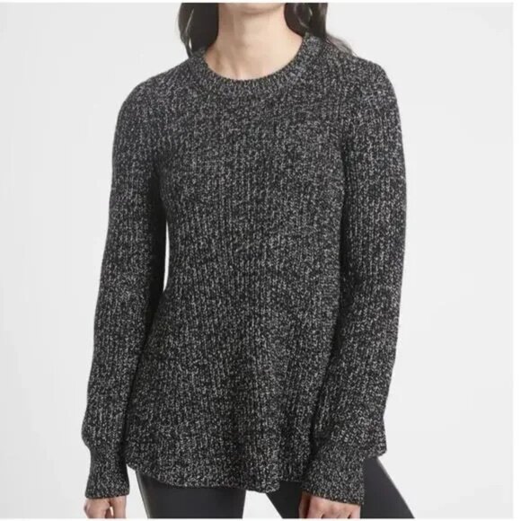 Athleta Sierra Crew Wool Blend Sweater Black Marl - Size XXS - Picture 1 of 11
